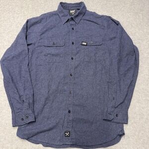 All American Roughneck Shirt Mens Medium Blue Flannel Long Sleeve Button Up